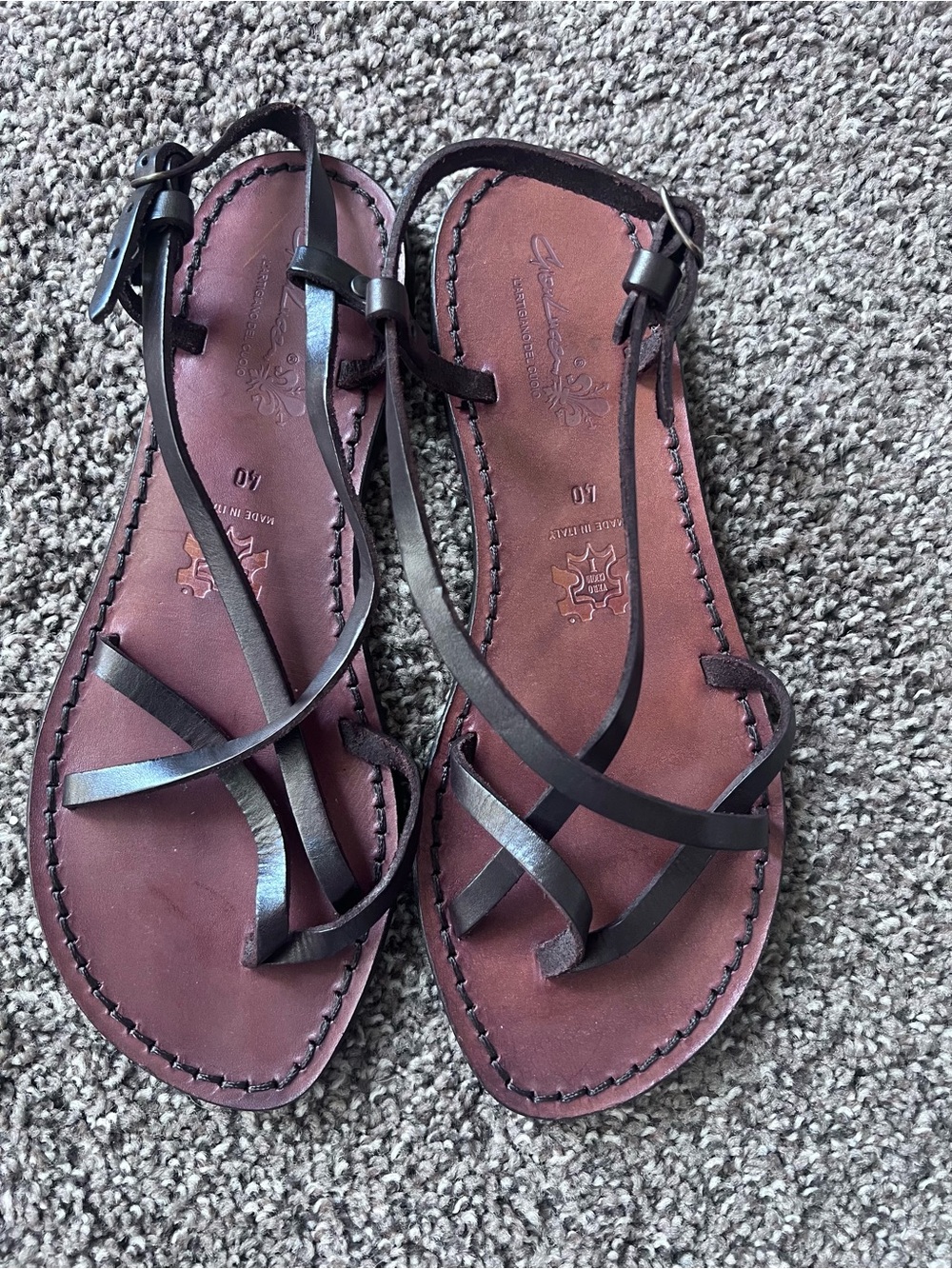 Women's Brown Crisscross Leather Sandals